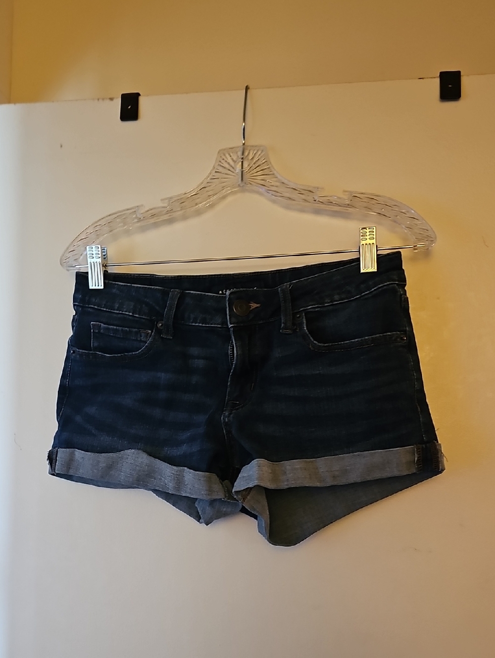 Aeropostale Dark Blue Rolled Cuff Denim Shorts